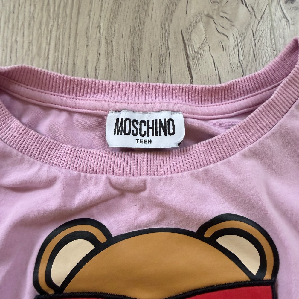 Moschino Kids Girls Pink Teddy Bear  Logo T-shirt Sz. 12 - Picture 4 of 6